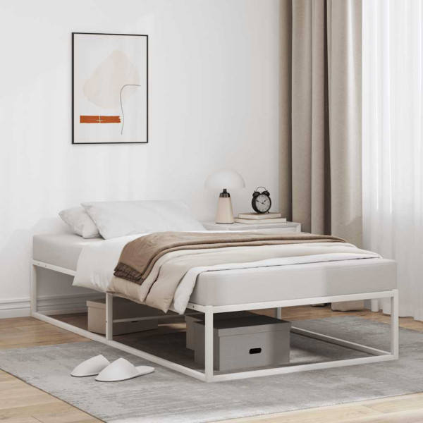 Estructura de cama sin colchón de metal blanco 100x200 cm