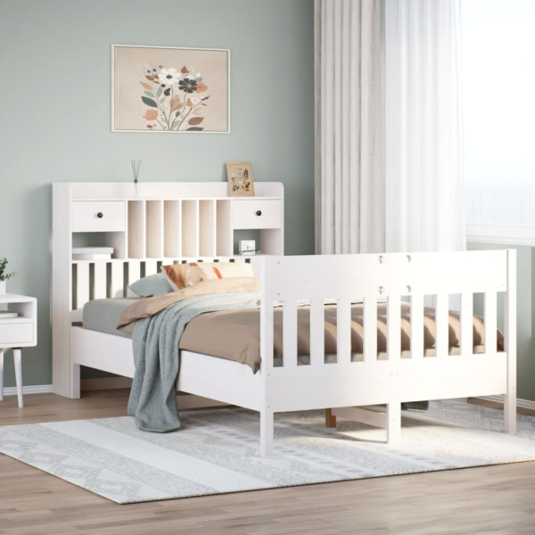 Estructura de cama sin colchón madera de pino blanca 120x200 cm