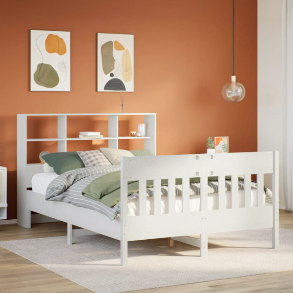Estructura de cama sin colchón madera maciza blanca 120x190 cm