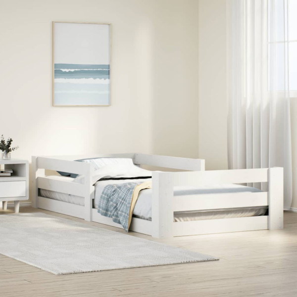 Estructura de cama sin colchón madera maciza blanca 80x190 cm