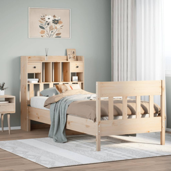 Estructura de cama sin colchón madera maciza de pino 100x200 cm