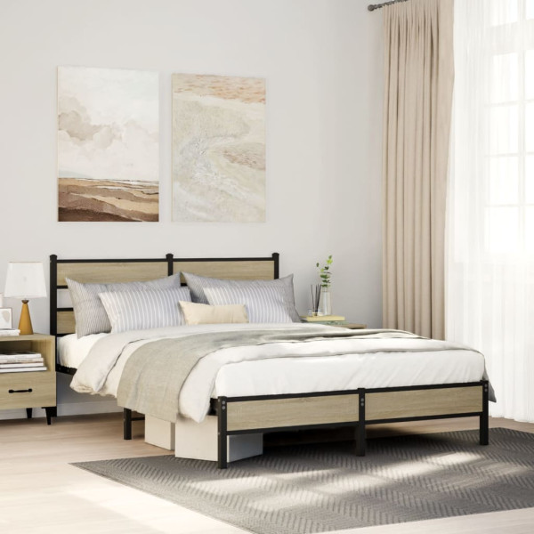 Estructura de cama sin colchón madera roble Sonoma 150x200 cm