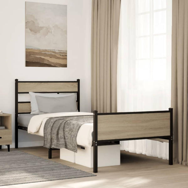 Estructura de cama sin colchón madera roble Sonoma 80x200 cm