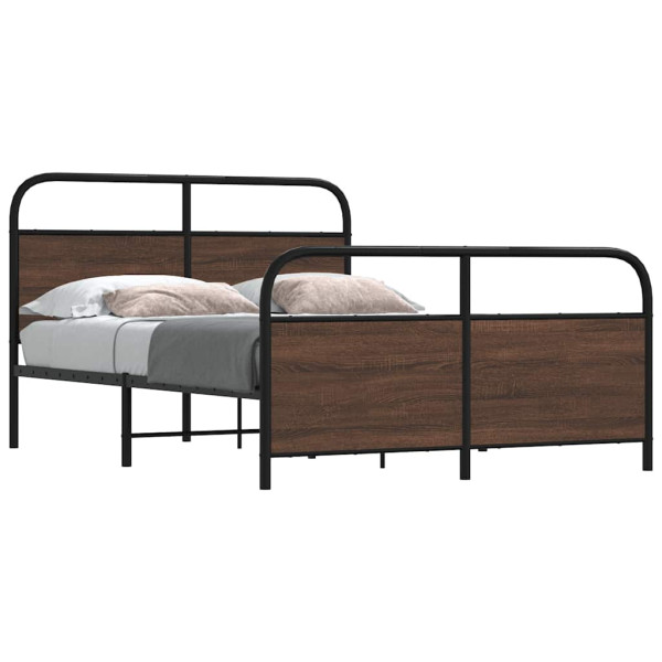 Estructura de cama sin colchón metal marrón roble 137x190 cm