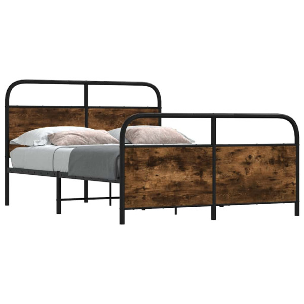 Estructura de cama sin colchón metal roble ahumado 137x190 cm