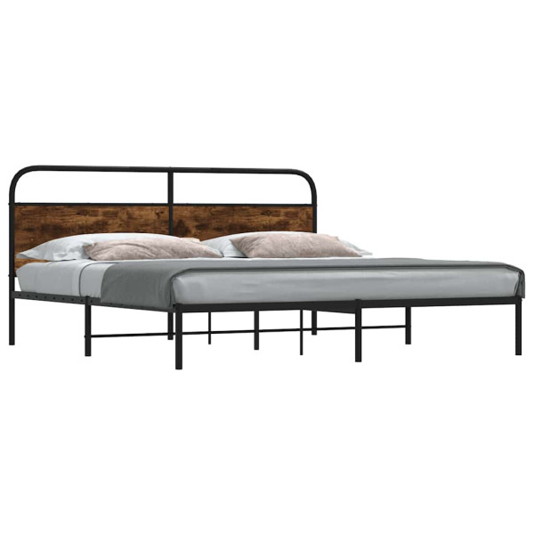 Estructura de cama sin colchón metal roble ahumado 180x200 cm