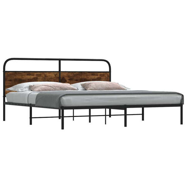 Estructura de cama sin colchón metal roble ahumado 193x203 cm