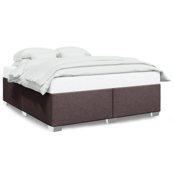 Estructura de cama tela marrón oscuro 200x200 cm