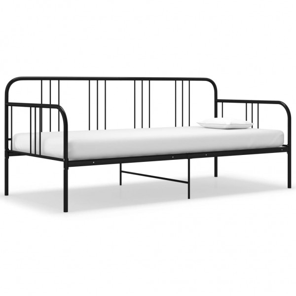 Estructura de sofá cama de metal negro 90x200 cm