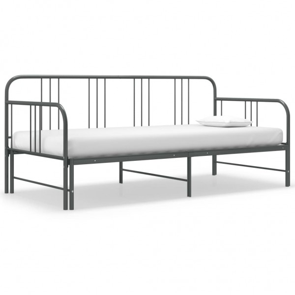 Estructura de sofá cama extraíble de metal gris 90x200 cm