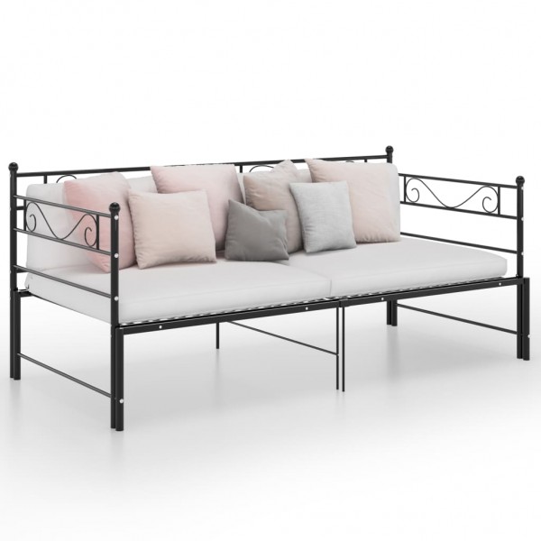 Estructura de sofá cama extraíble de metal negro 90x200 cm