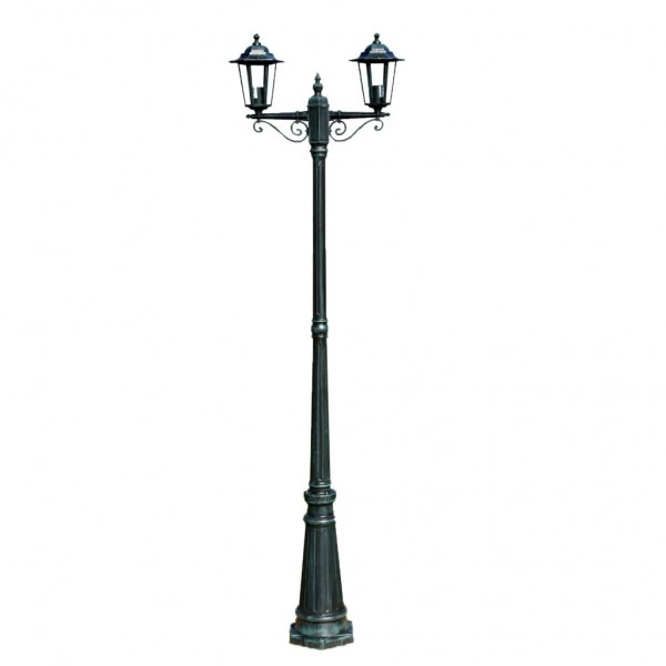 Farola de jardín 2 brazos 215 cm verde oscuro/negro aluminio