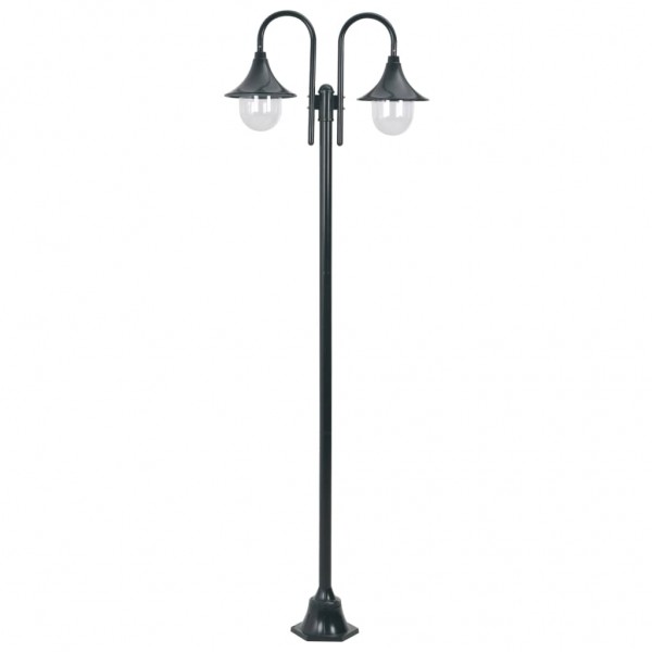 Farola de jardín con 2 luces aluminio verde oscuro E27 220 cm