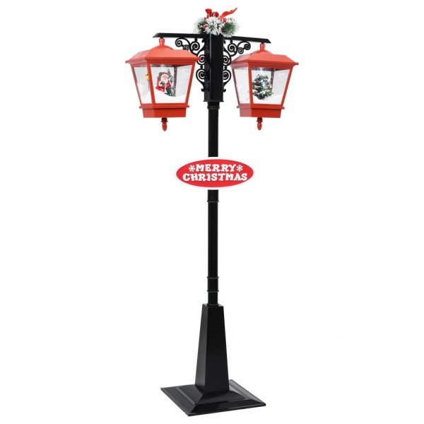 Farola de Navidad con Papá Noel PVC negro y rojo 81x40x188 cm