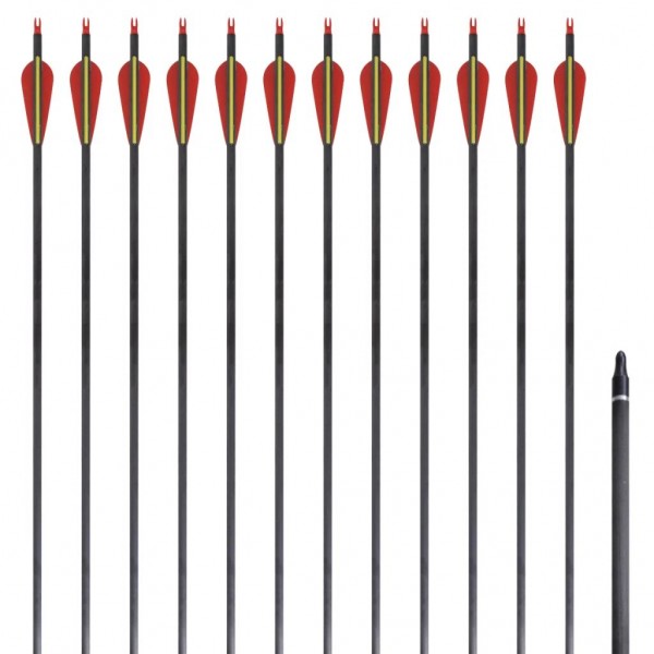 Flechas de carbono para arco recurvo estándar. 30 0.76 cm. 12 pzas