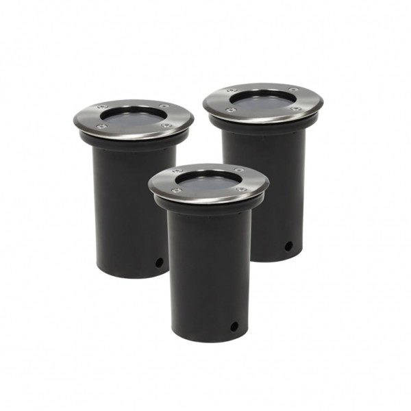 Focos LED empotrables de suelo de jardín redondos 3 uds