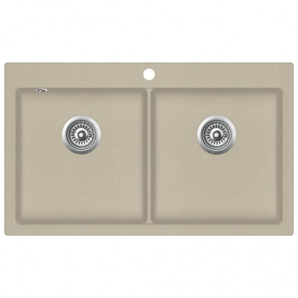 Fregadero de cocina de granito con dos senos beige