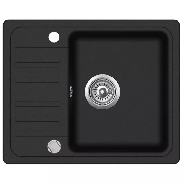 Fregadero de cocina de granito con un seno negro