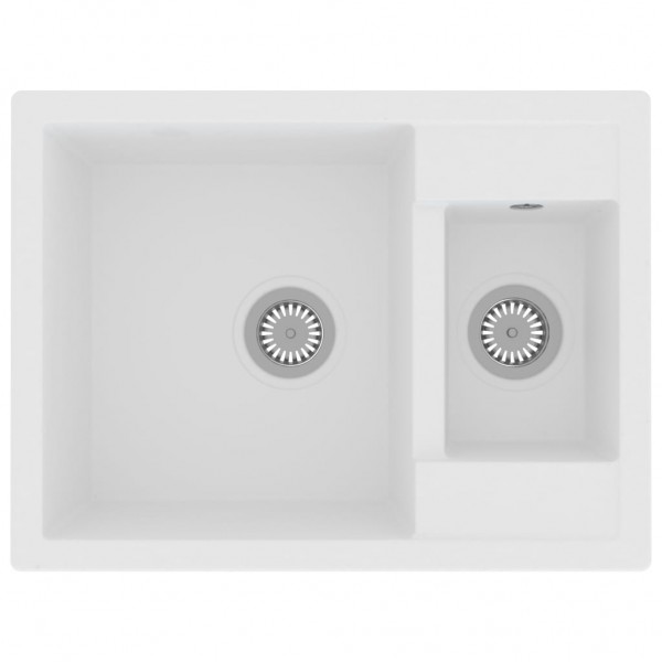 Fregadero de cocina doble seno con rebosadero granito blanco