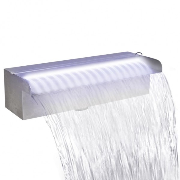 Fuente cascada rectangular LED  piscina acero inoxidable 30 cm