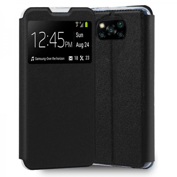 Funda COOL Flip Cover para Xiaomi Pocophone X3 / X3 Pro Liso Negro