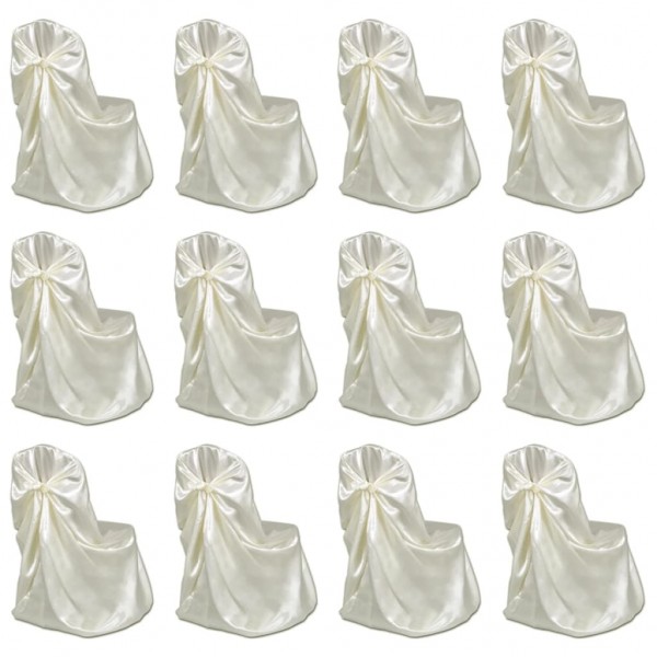 Funda de silla para banquete de boda 12 unidades crema