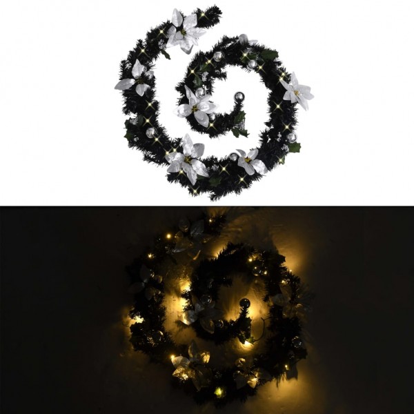 Guirnalda de Navidad con luces LED PVC negro 2.7 m