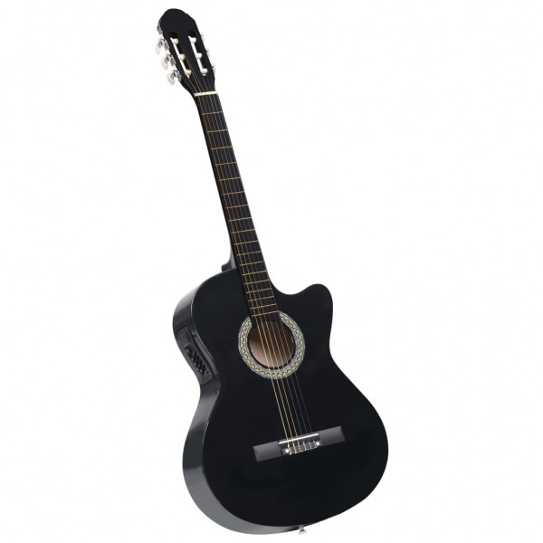 Guitarra clásica occidental con ecualizador y 6 cuerdas negro