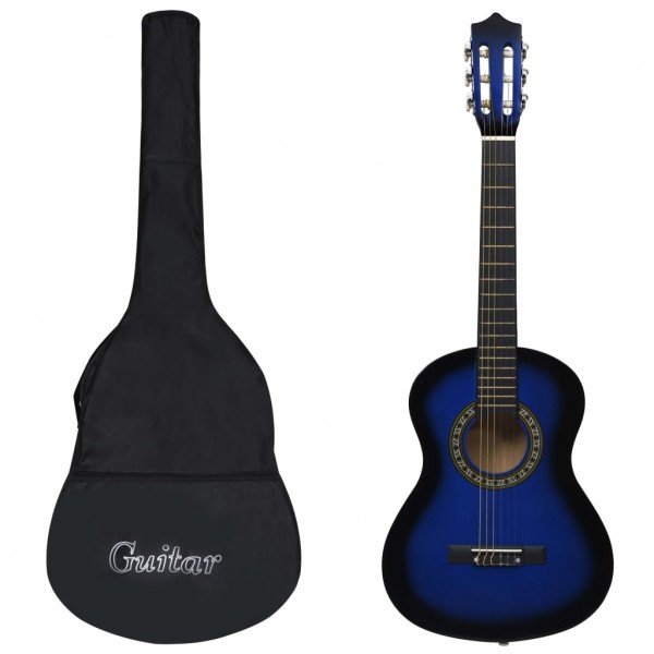 Guitarra clásica principiante y niño con funda azul 1/2 34