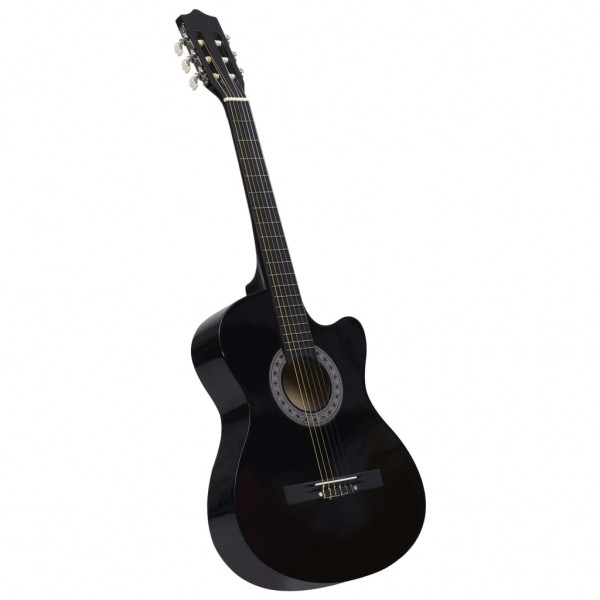 Guitarra Clásica Western Cutaway con 6 cuerdas negra 38