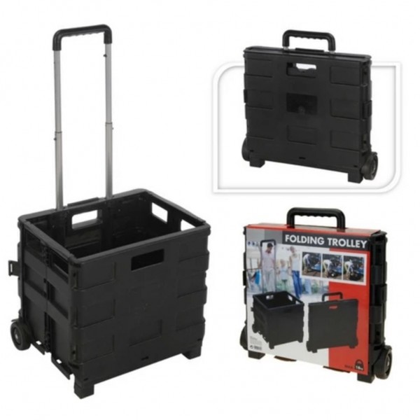 H&S Collection Trolley de transporte de aluminio con caja plegable de PP
