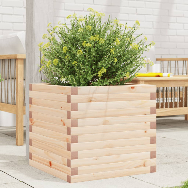 Jardinera de madera maciza de pino 50x50x45.5 cm