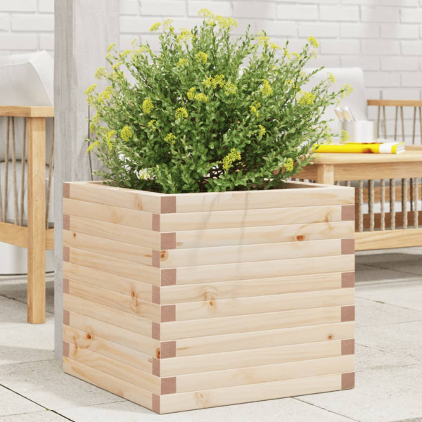 Jardinera de madera maciza de pino 50x50x46 cm