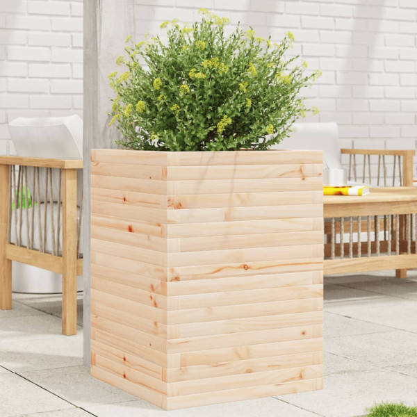 Jardinera de madera maciza de pino 50x50x68.5 cm