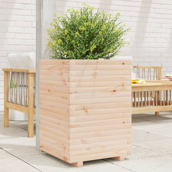 Jardinera de madera maciza de pino 50x50x72 cm