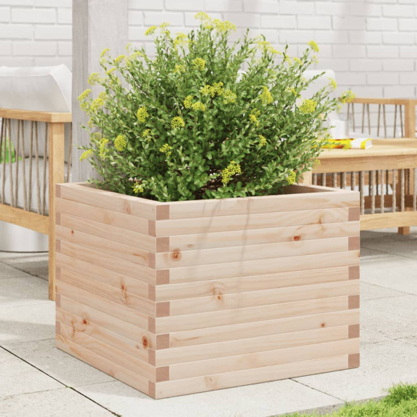 Jardinera de madera maciza de pino 60x60x46 cm