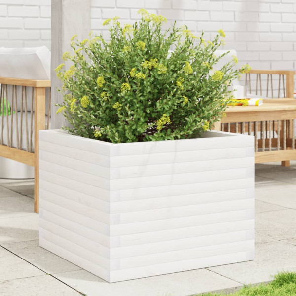 Jardinera de madera maciza de pino blanca 60x60x46 cm