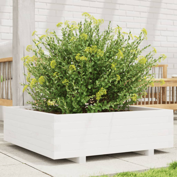 Jardinera de madera maciza de pino blanca 80x80x26.5 cm