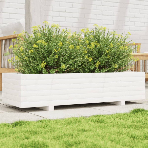 Jardinera de madera maciza de pino blanco 110x40x26.5 cm