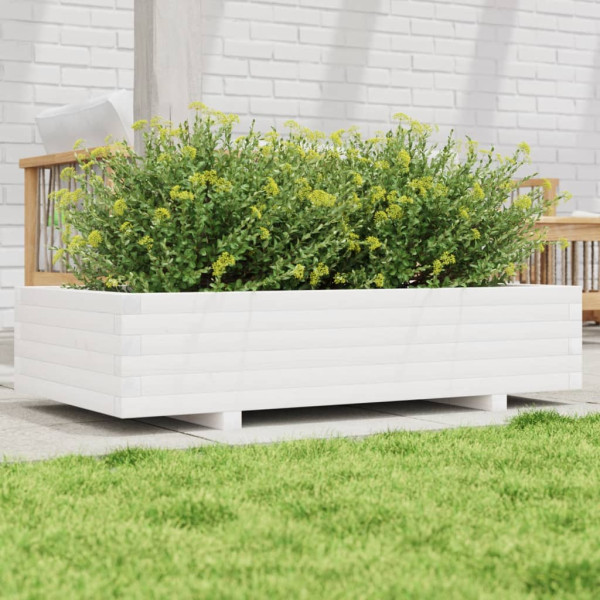 Jardinera de madera maciza de pino blanco 110x60x26.5 cm
