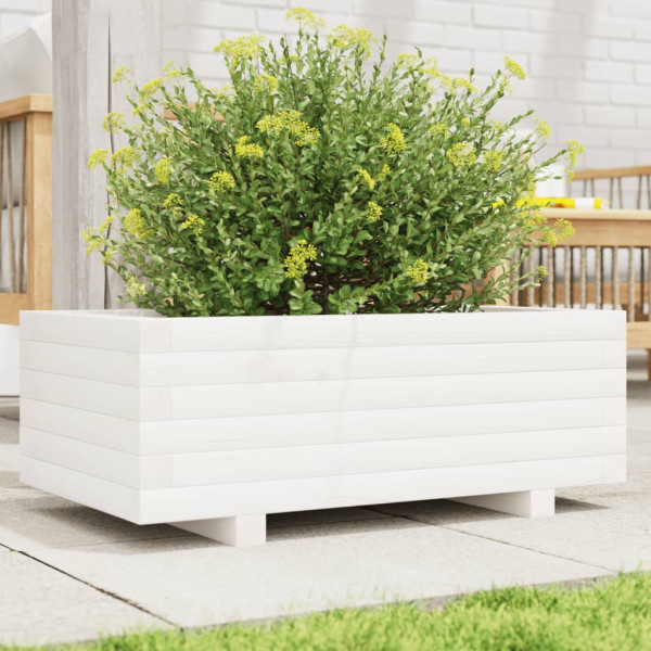 Jardinera de madera maciza de pino blanco 70x40x26.5 cm