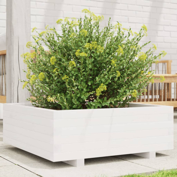 Jardinera de madera maciza de pino blanco 70x70x26.5 cm