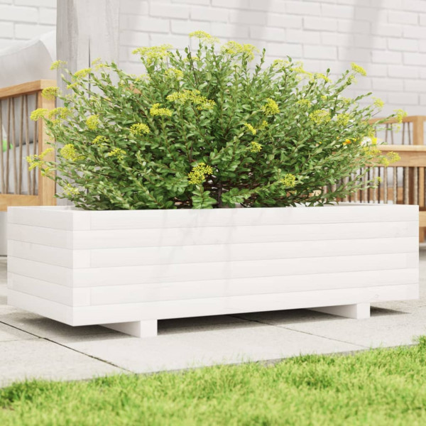 Jardinera de madera maciza de pino blanco 90x40x26.5 cm