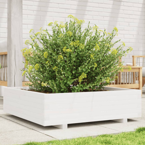 Jardinera de madera maciza de pino blanco 90x90x26.5 cm