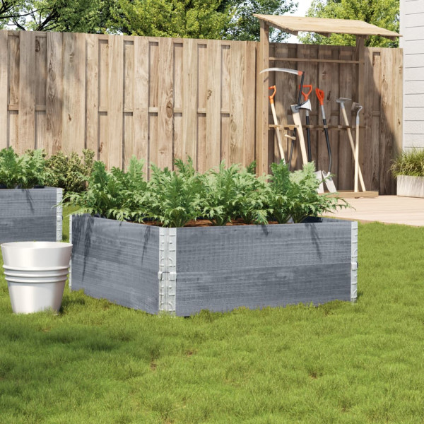 Jardinera de madera maciza de pino gris 100x100 cm