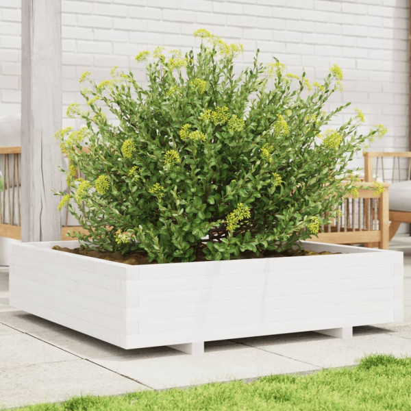 Jardinera madera maciza de pino blanco 100x100x26.5 cm