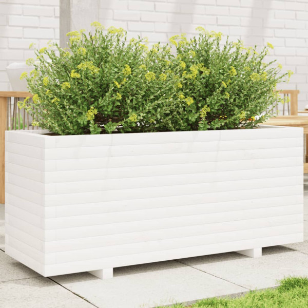 Jardinera madera maciza de pino blanco 110x40x49.5 cm