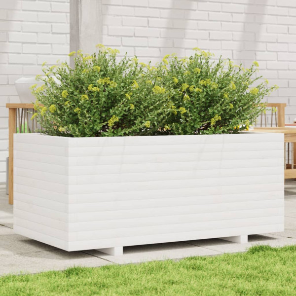 Jardinera madera maciza de pino blanco 110x60x49.5 cm
