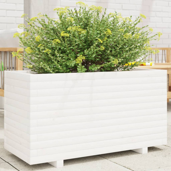 Jardinera madera maciza de pino blanco 90x40x49.5 cm