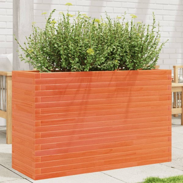 Jardinera madera maciza de pino marrón cera 110x40x68.5 cm